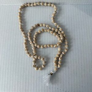 Mandala prayer beads Cream Beaded Necklace